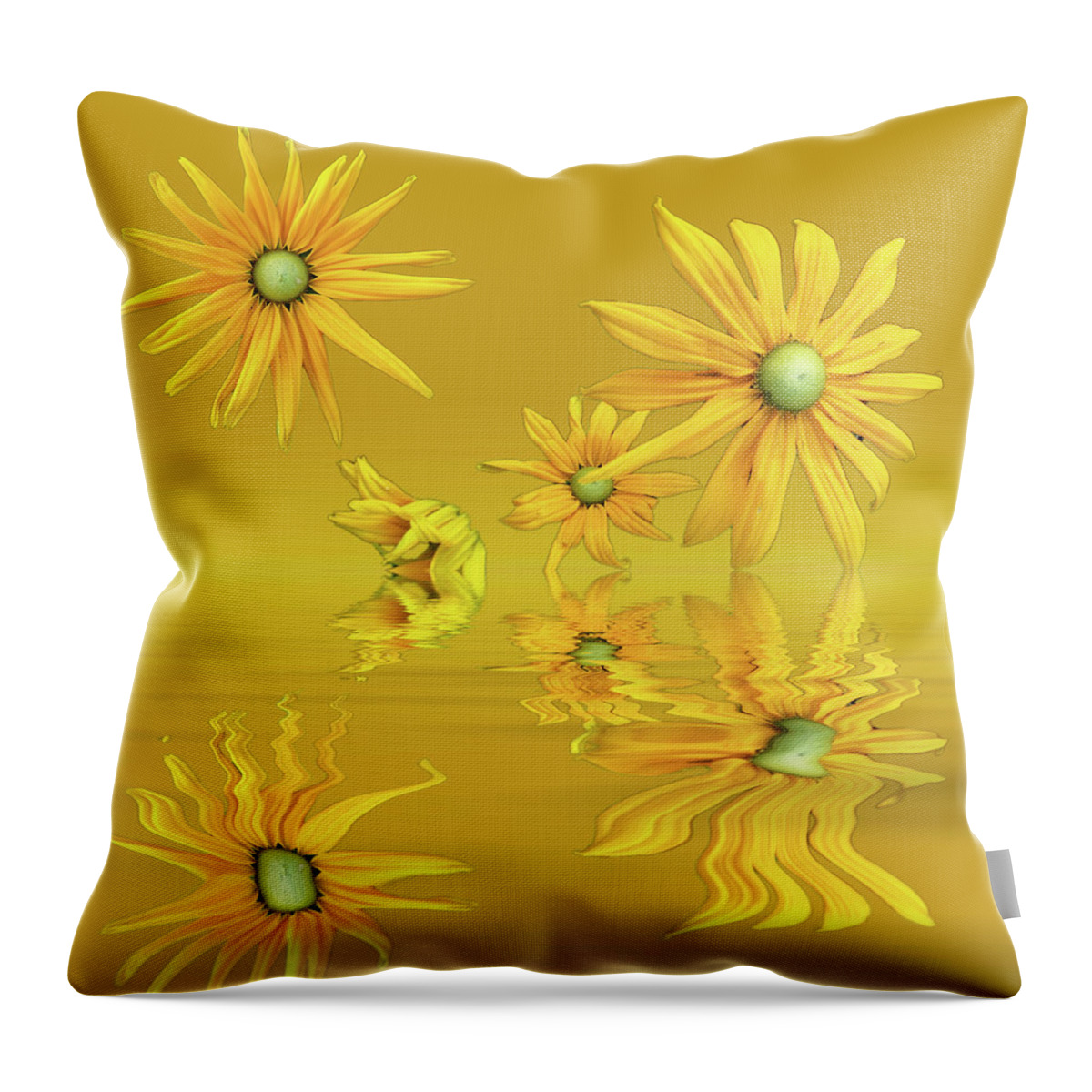 Rudbekia Throw Pillow featuring the photograph Rudbekia Yellow flowers by David French