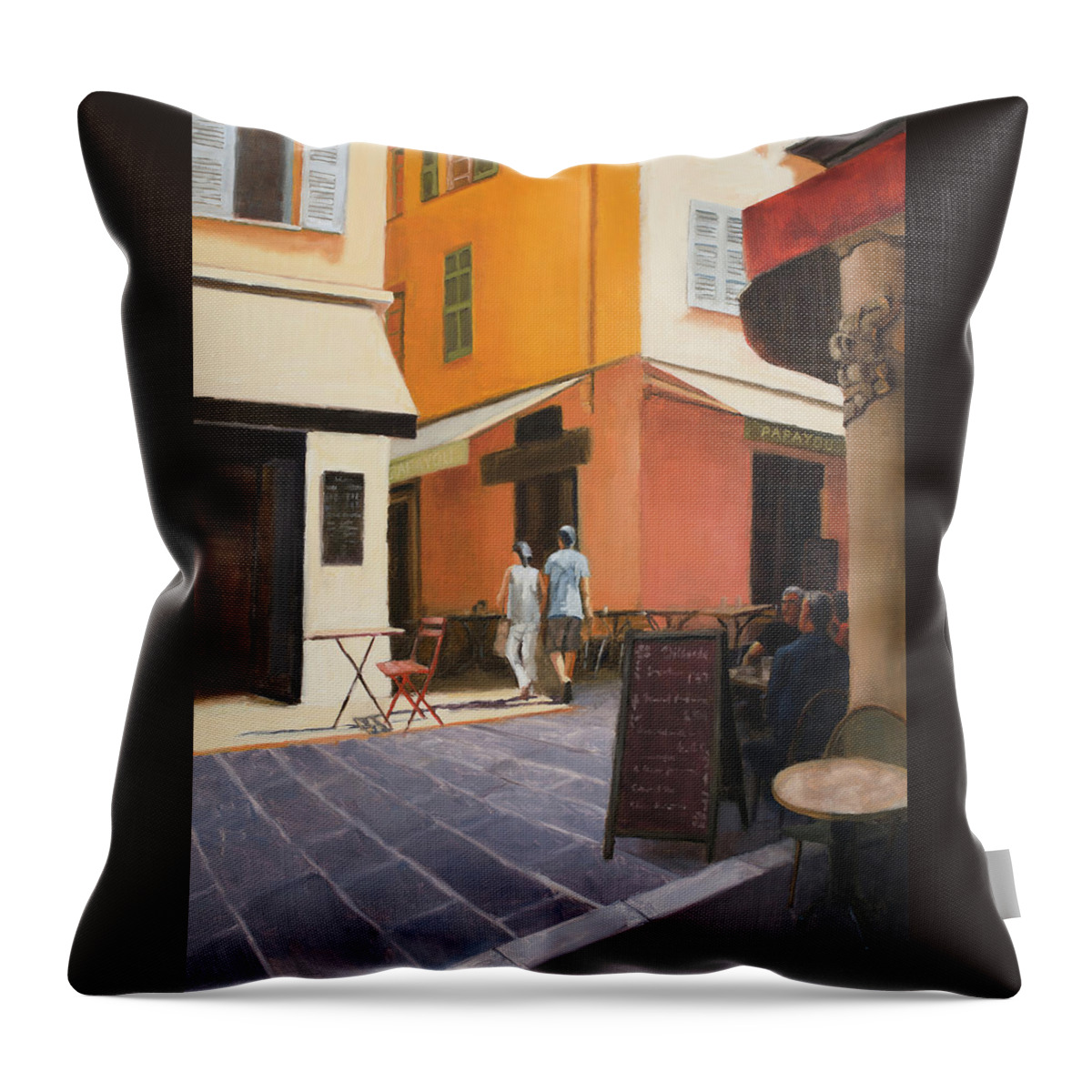 Nice Throw Pillow featuring the painting Rue en Nice by Tate Hamilton