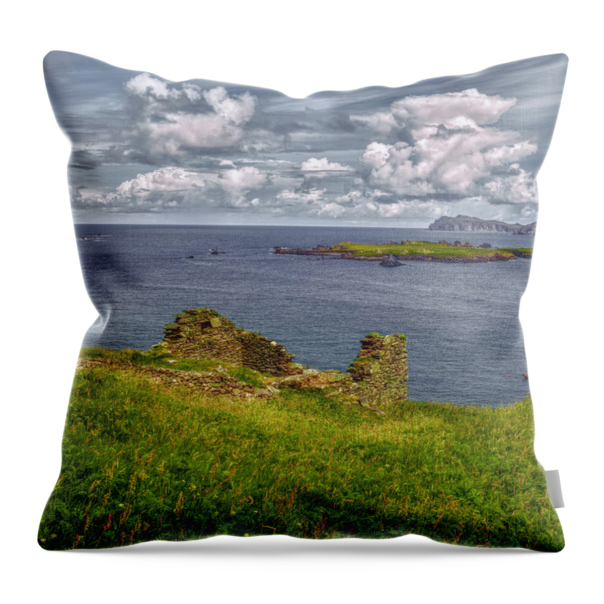 Sea Throw Pillow featuring the photograph Ruin and sky.  by Leif Sohlman