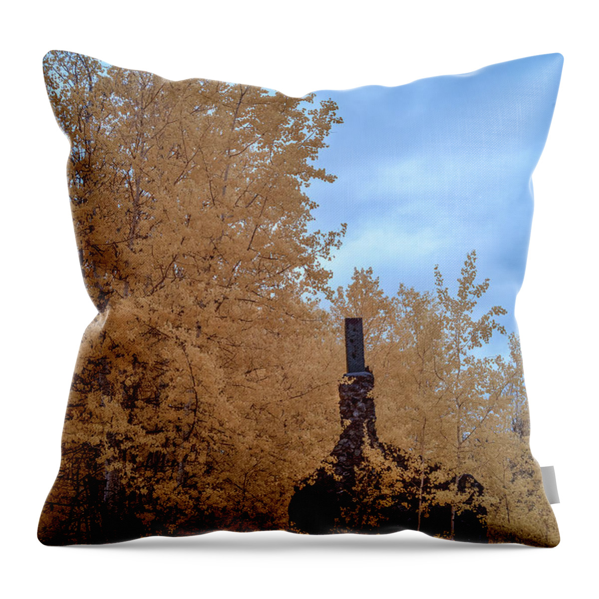 Ruins In Infrared Throw Pillow featuring the photograph Ruins In Infrared by Paul Freidlund