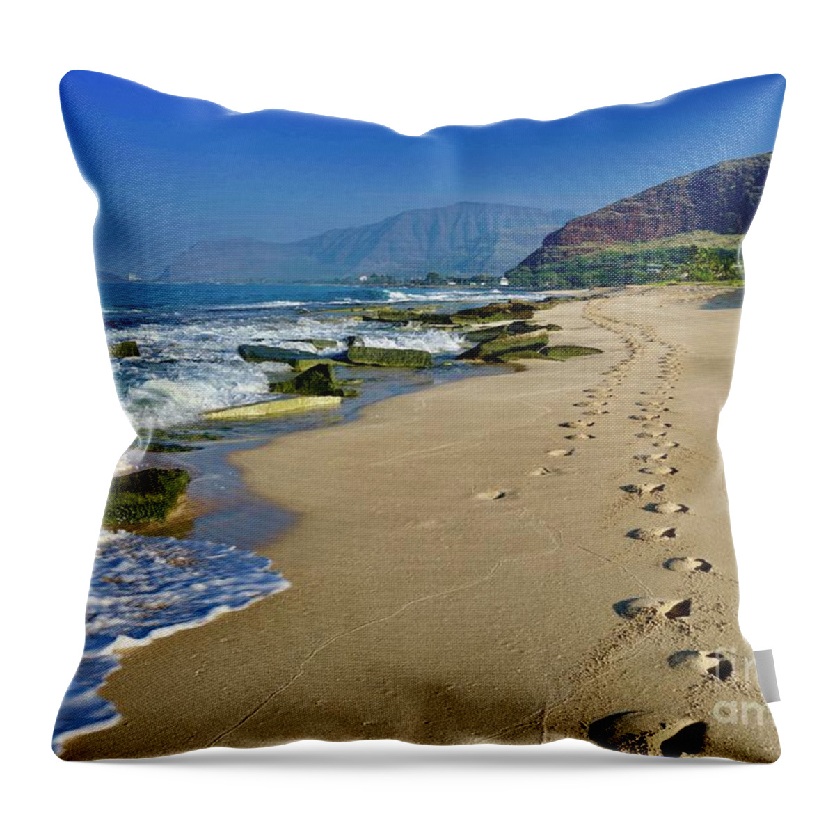 Beach Throw Pillow featuring the photograph Runner's Tracks by Craig Wood