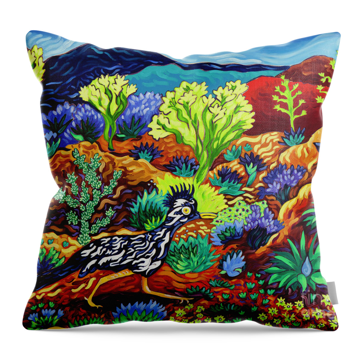 Santa Fe Throw Pillow featuring the painting Running Around by Cathy Carey