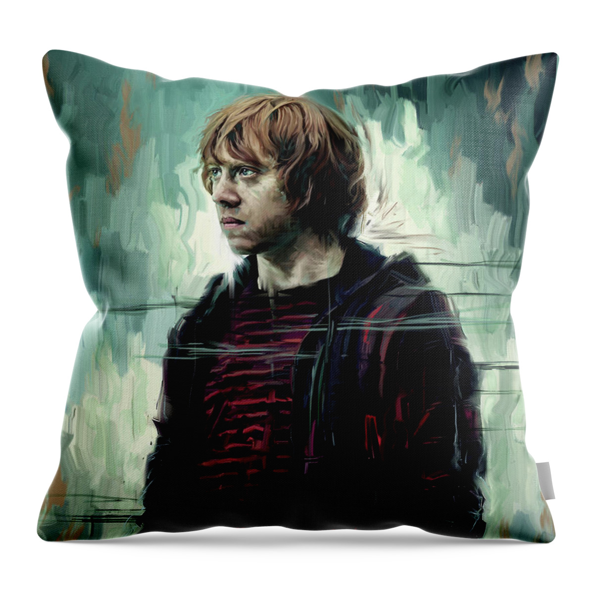 Pop Icons Throw Pillow featuring the digital art Rupert Grint as Ronald Weasley by Garth Glazier