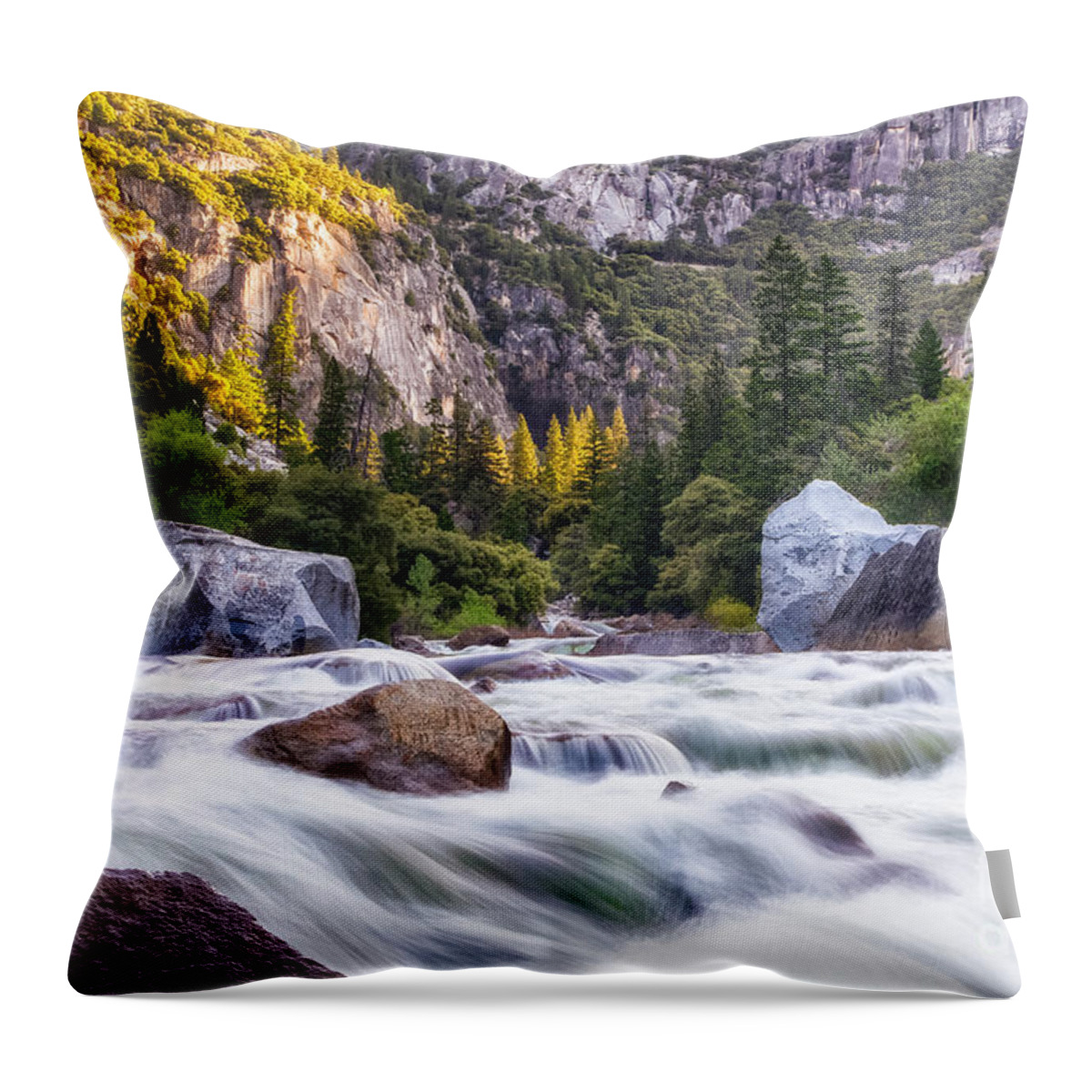 Sierras Throw Pillow featuring the photograph Rush of the Merced by Anthony Michael Bonafede