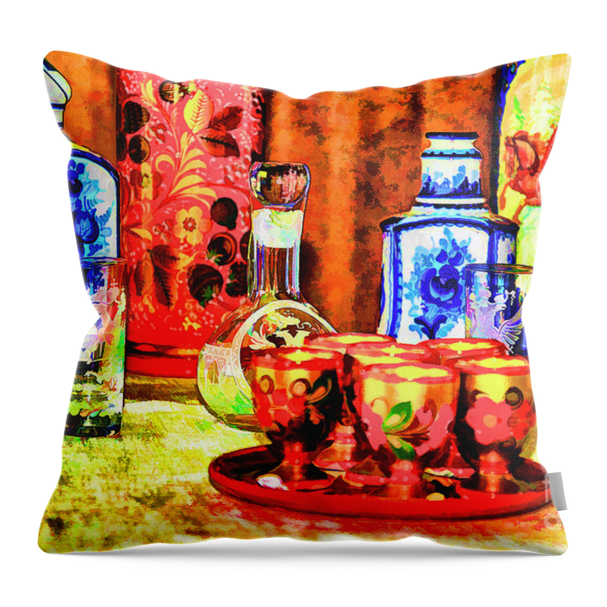 Glassware Throw Pillow featuring the photograph Russian Glassware by Rick Bragan