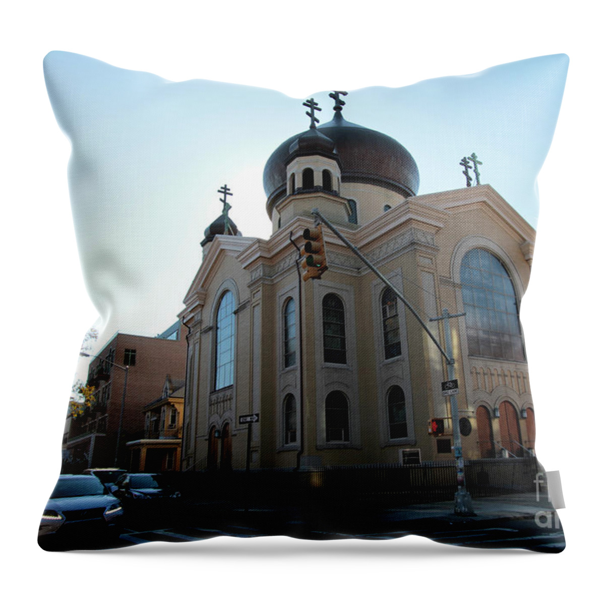 Russian Orthodox Throw Pillow featuring the photograph Russian Orthodox Cathedral of the Transfiguration of Our Lord by Steven Spak