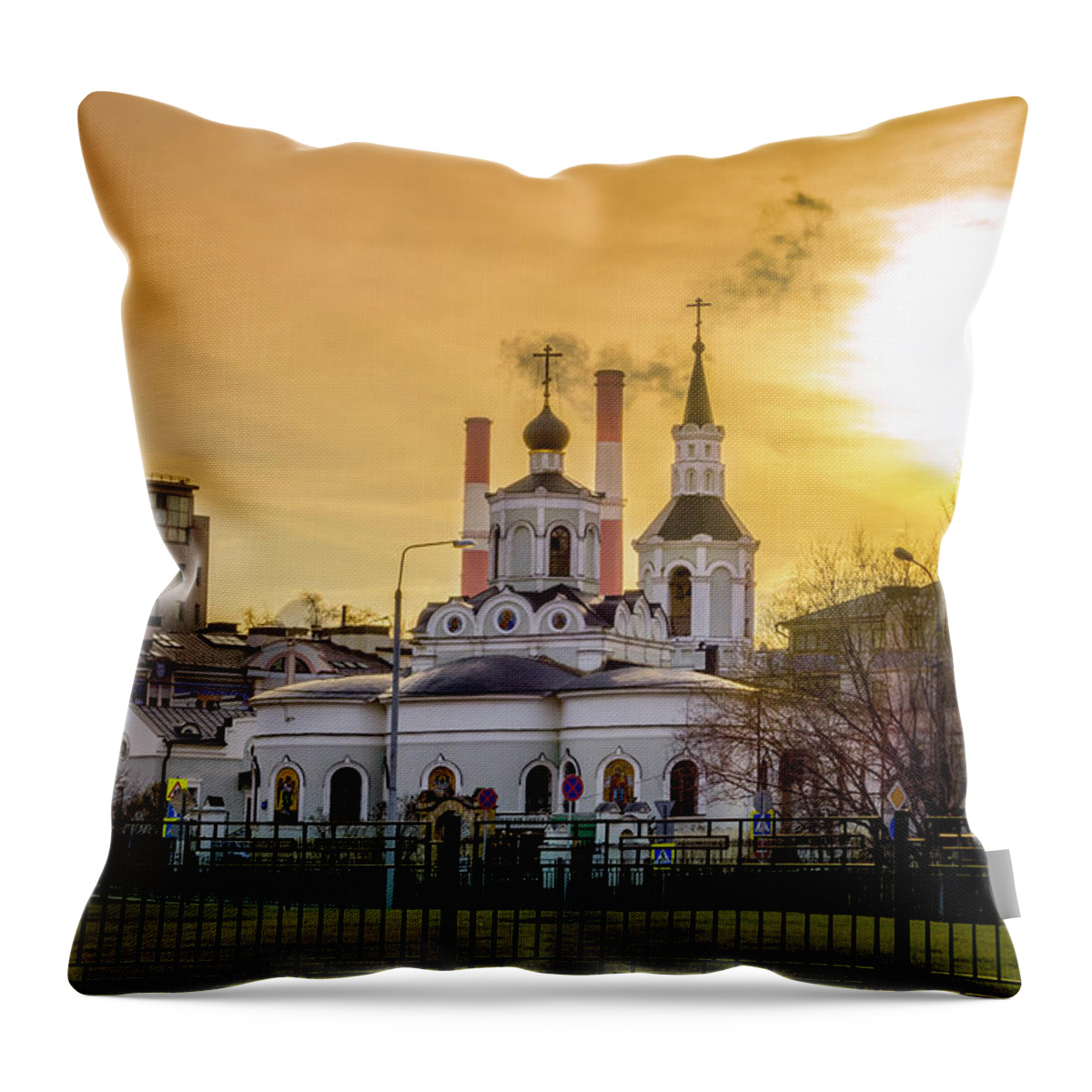 Feast Of The Cross Throw Pillow featuring the photograph Russian Ortodox Church in Moscow, Russia by Alexey Stiop