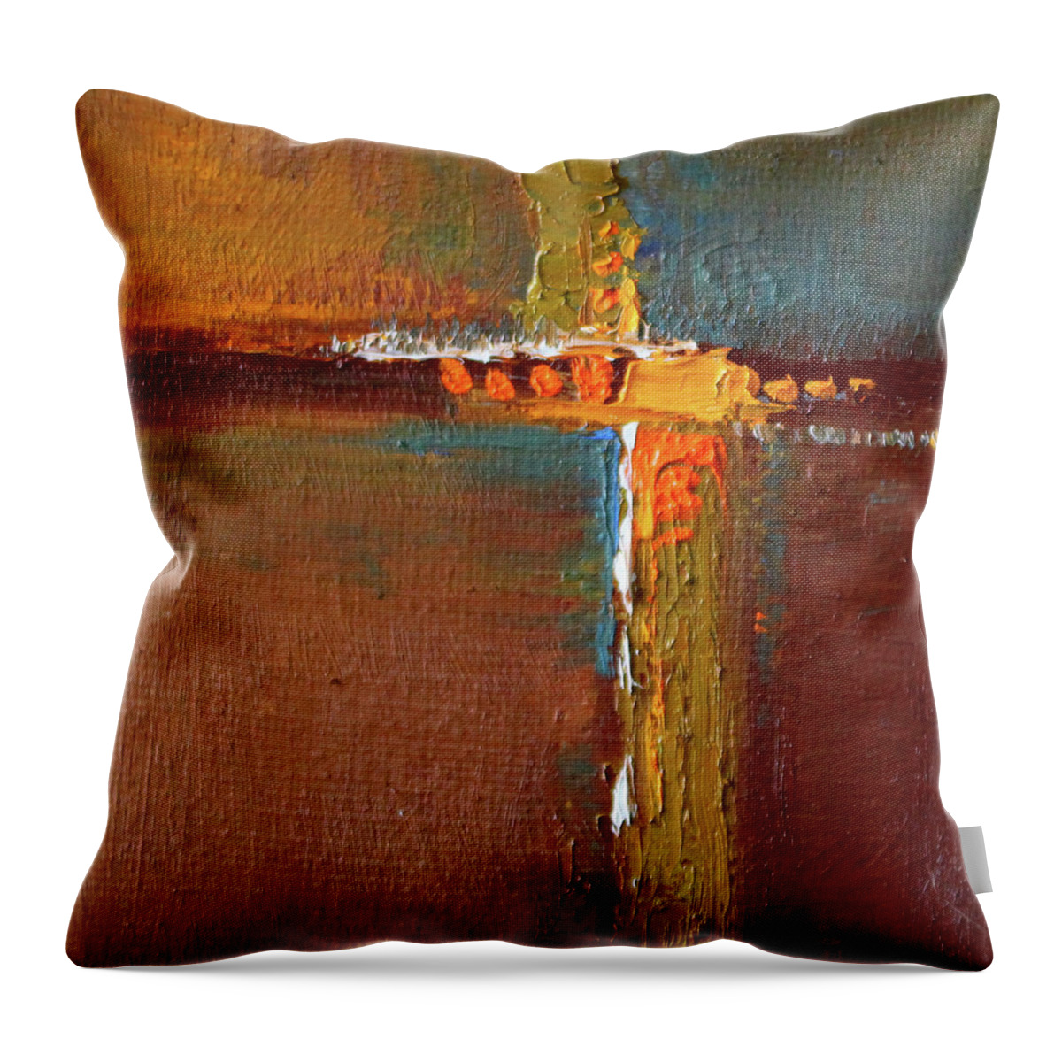 Square Abstract Painting Throw Pillow featuring the painting Rust Abstract Painting by Nancy Merkle