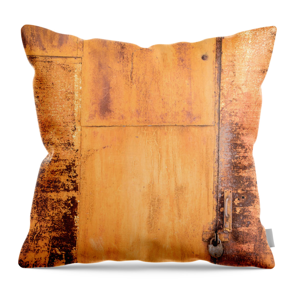 Abstract Throw Pillow featuring the photograph Rust on Metal Texture by John Williams