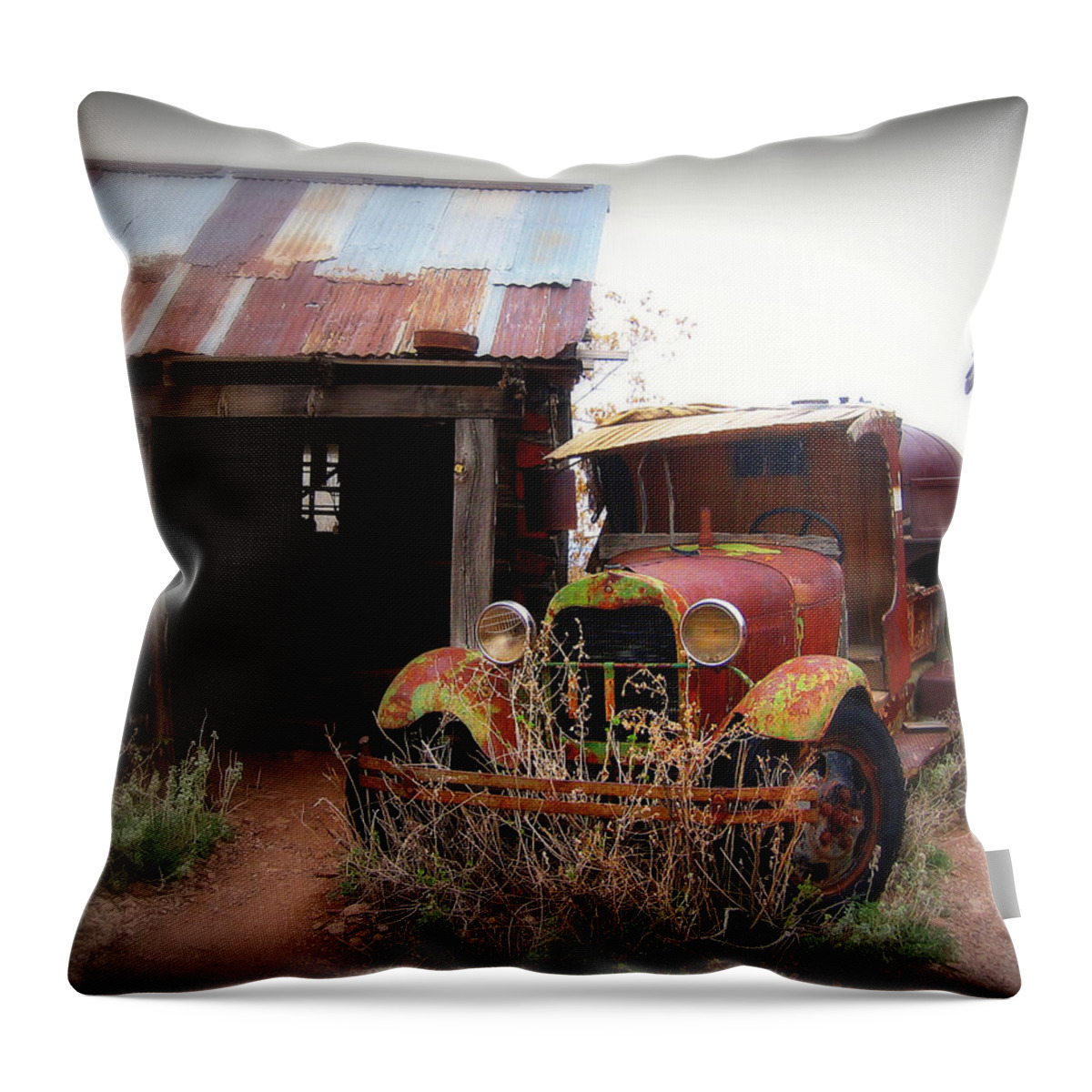 Car Throw Pillow featuring the photograph Rusted classic by Perry Webster