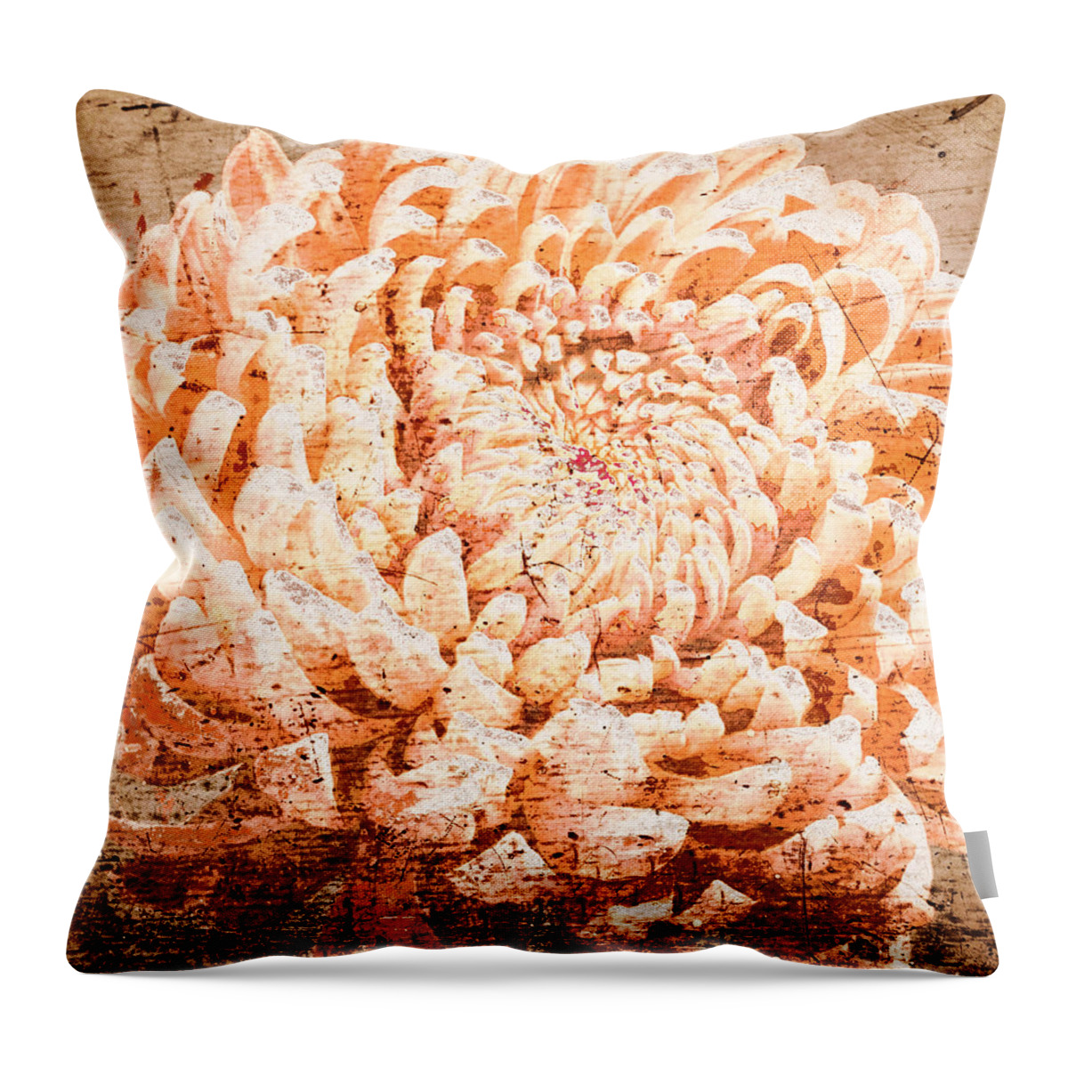 Mum Throw Pillow featuring the photograph Rustic Peach Mum by Suzanne Powers