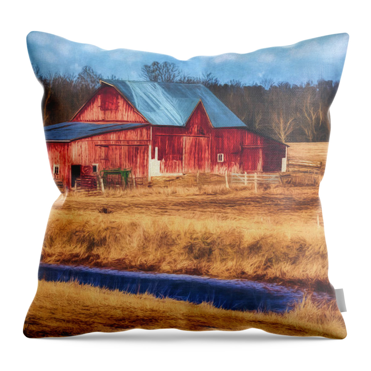 Barn Throw Pillow featuring the photograph Rustic Red Barn by Anna Louise