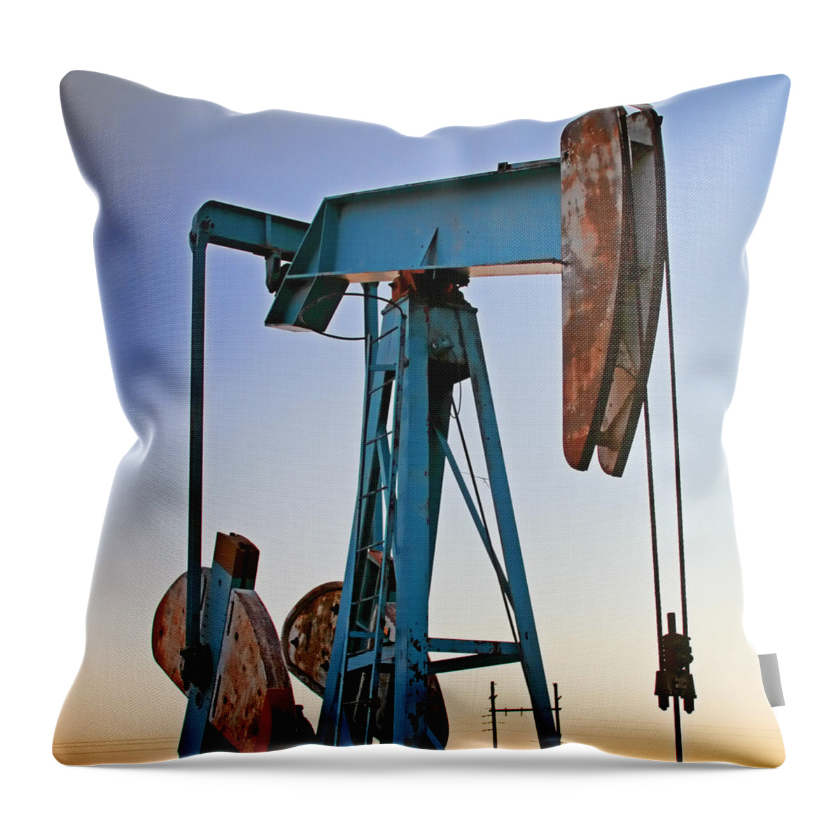Oil Throw Pillow featuring the digital art Rusty Blue Sunset by Tony Grider