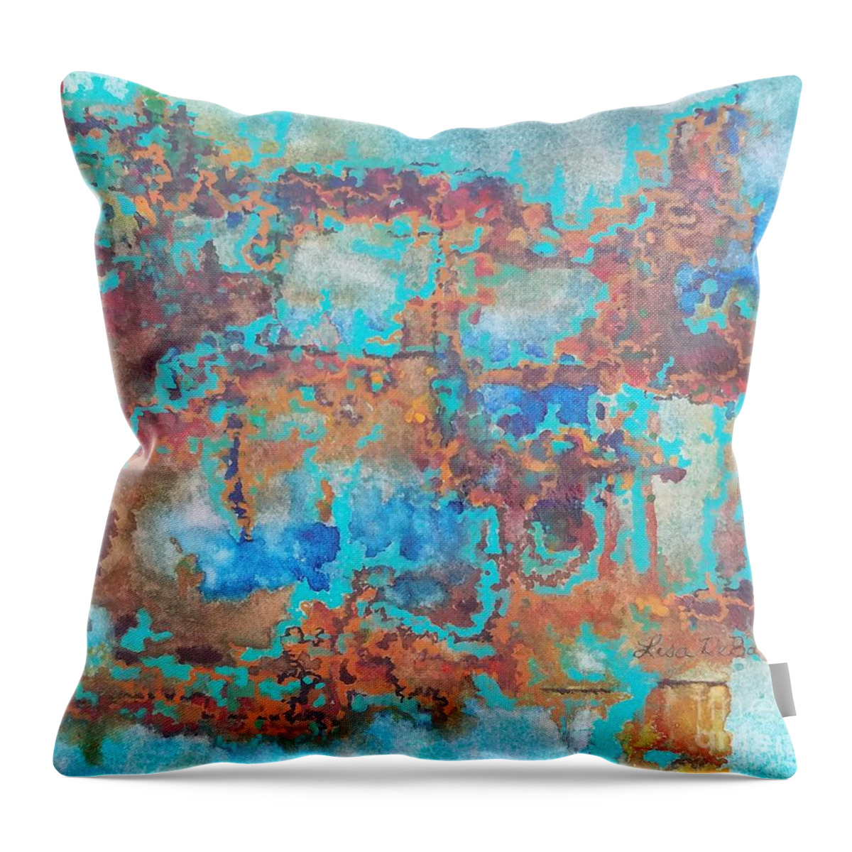 Abstract Throw Pillow featuring the painting Labyrinth by Lisa Debaets