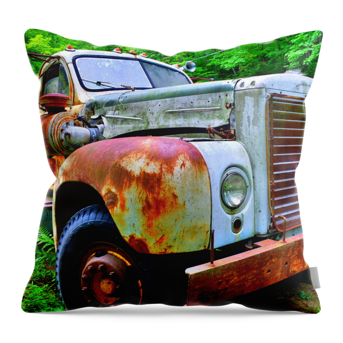 Rusty Old Truck Throw Pillow featuring the photograph Rusty Old Truck by Lisa Wooten