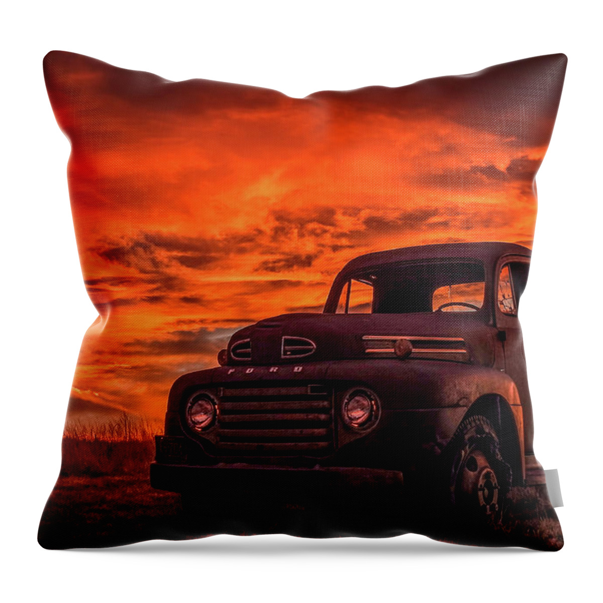 1948 Throw Pillow featuring the photograph Rusty Truck Sunset by Dawn Key