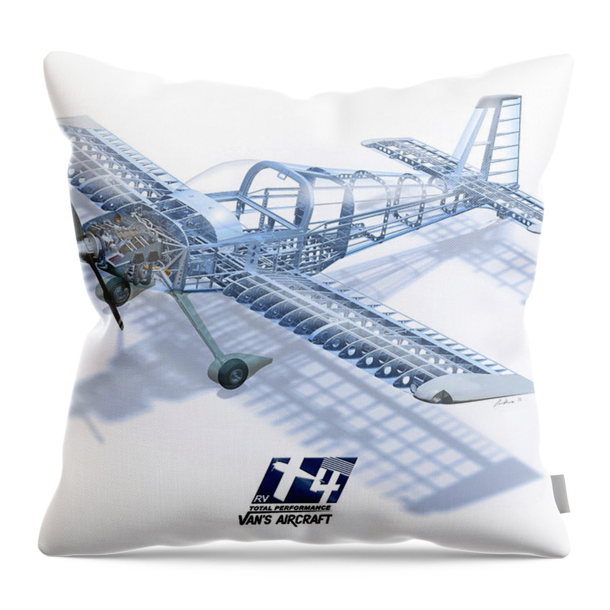 Rv-14 Throw Pillow featuring the painting RV-14 Cutaway by Adam Burch