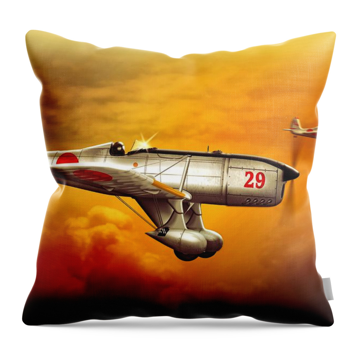 John Wills Art Throw Pillow featuring the digital art Ryan ST-A Captured Imperial Japanese Trainer by John Wills