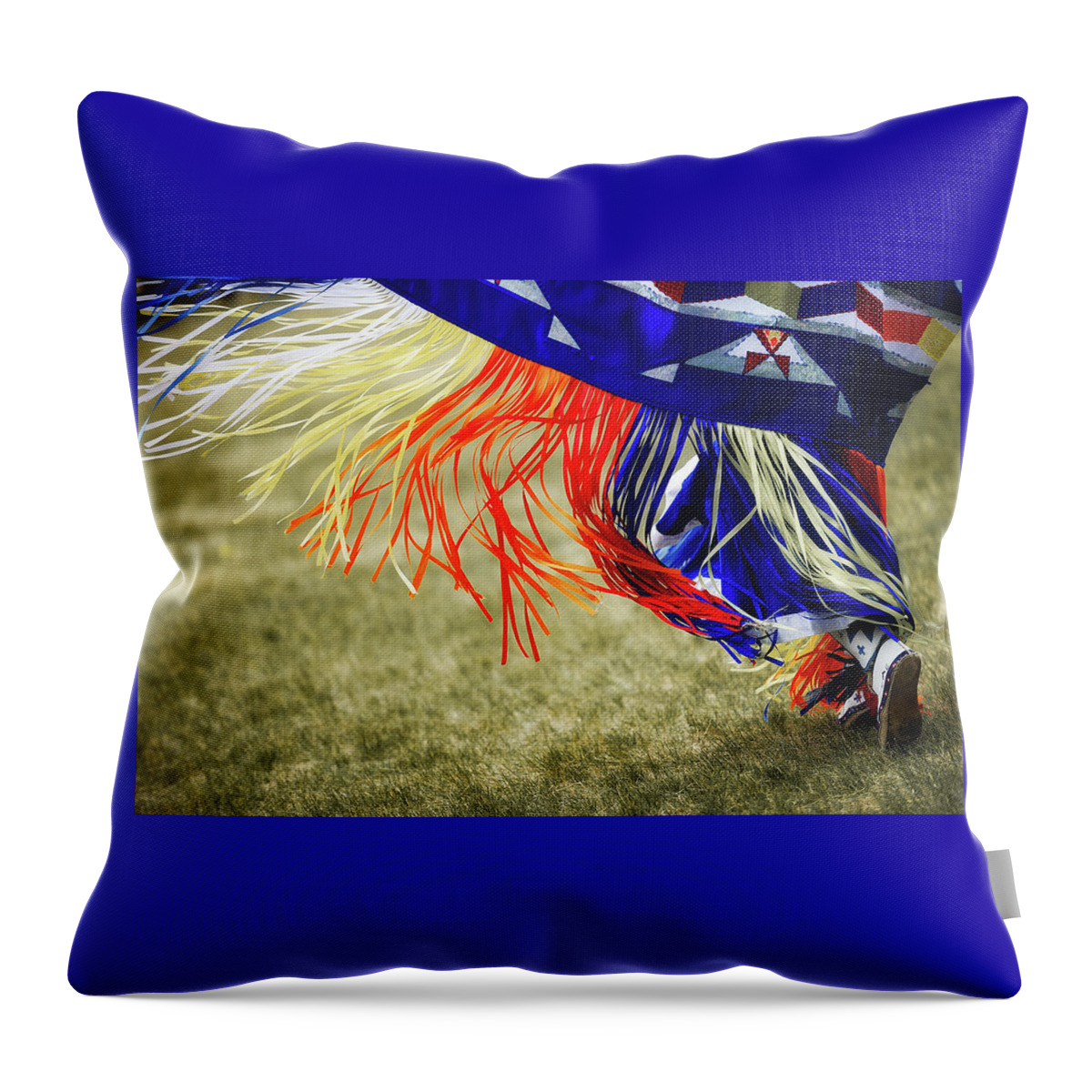 Native American Dancing Throw Pillow featuring the photograph Rythmn and Ribbons by Pamela Steege