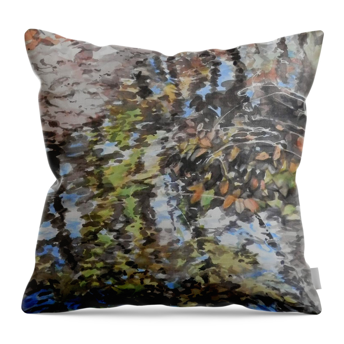 Landscape Throw Pillow featuring the painting Sabbath Creek Reflections by Martha Tisdale