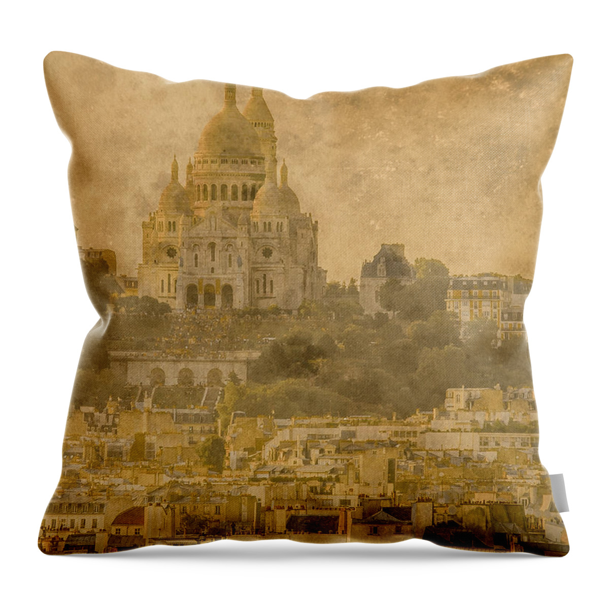 France Throw Pillow featuring the photograph Paris, France - Sacre-Coeur Oldplate by Mark Forte