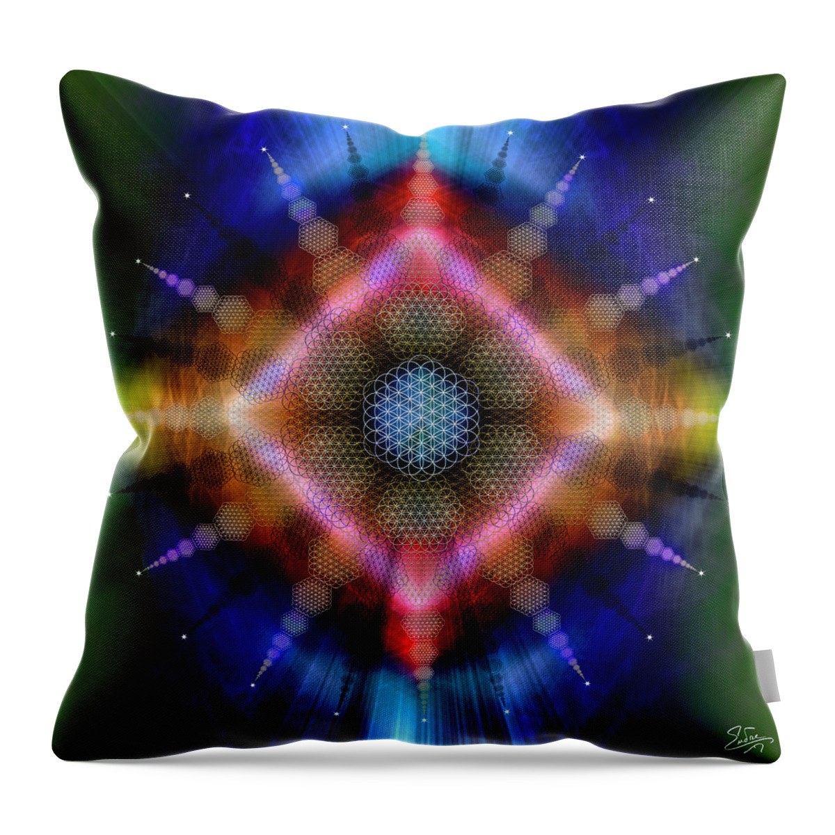 Endre Throw Pillow featuring the digital art Sacred Geometry 645 by Endre Balogh