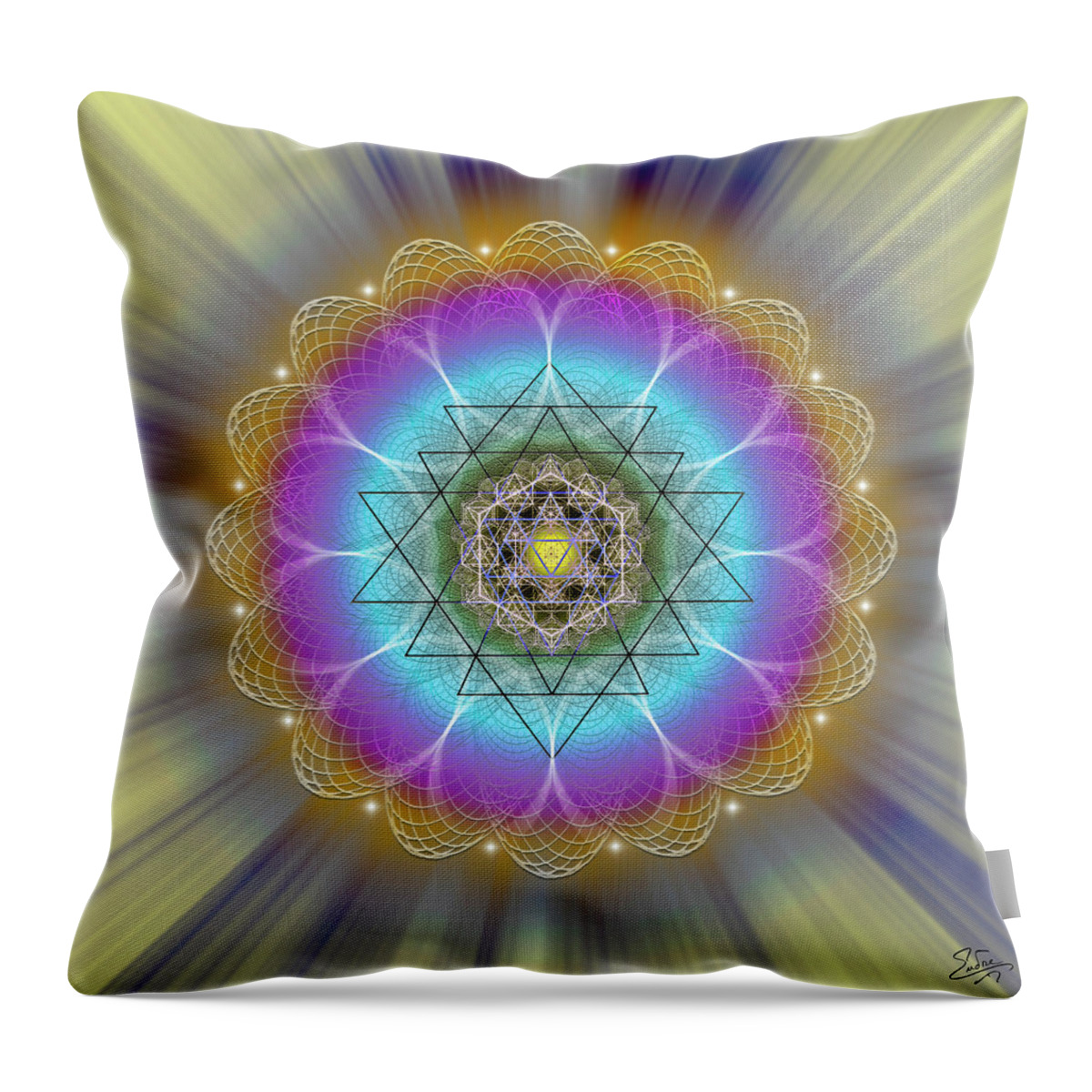 Endre Throw Pillow featuring the digital art Sacred Geometry 686 by Endre Balogh