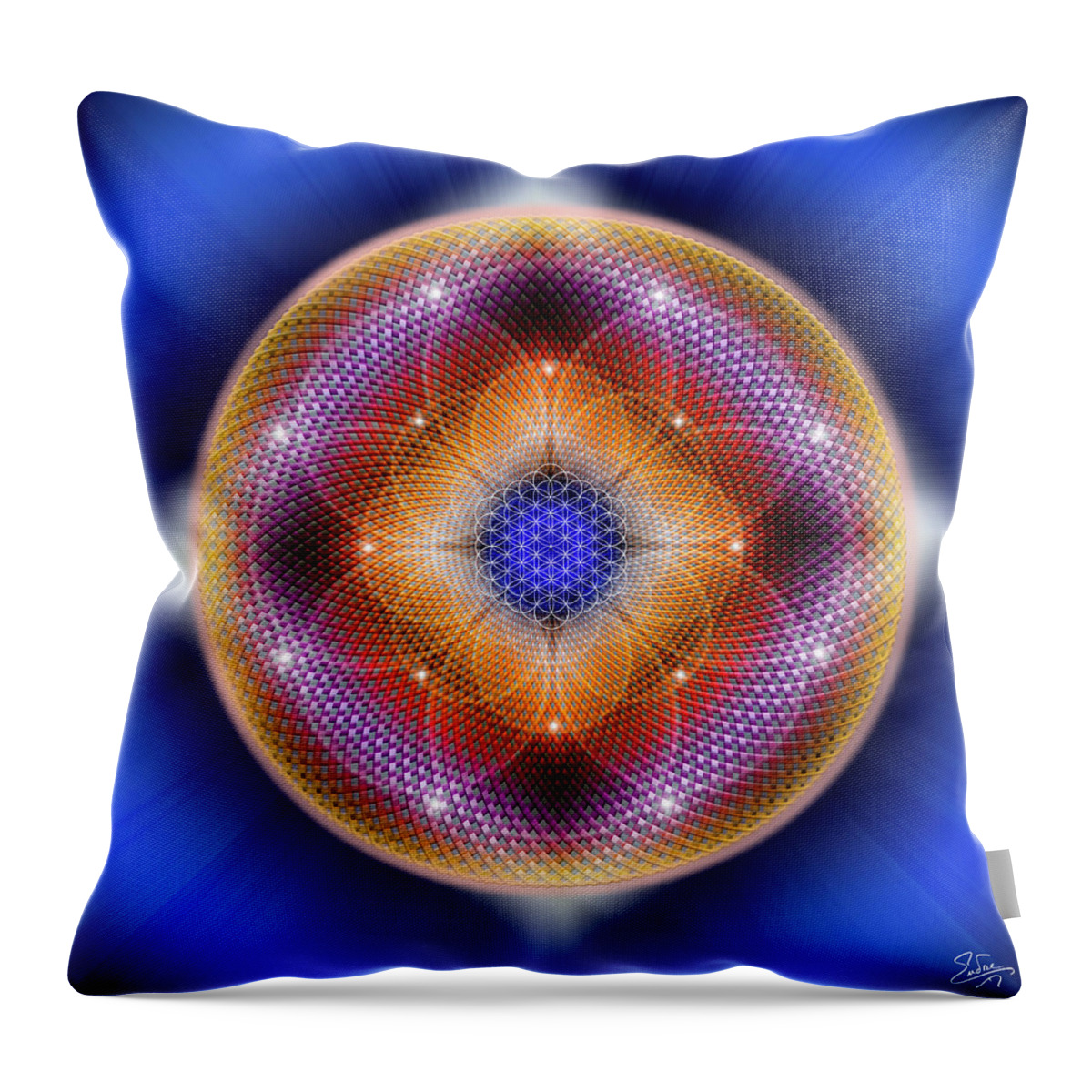 Endre Throw Pillow featuring the digital art Sacred Geometry 712 by Endre Balogh