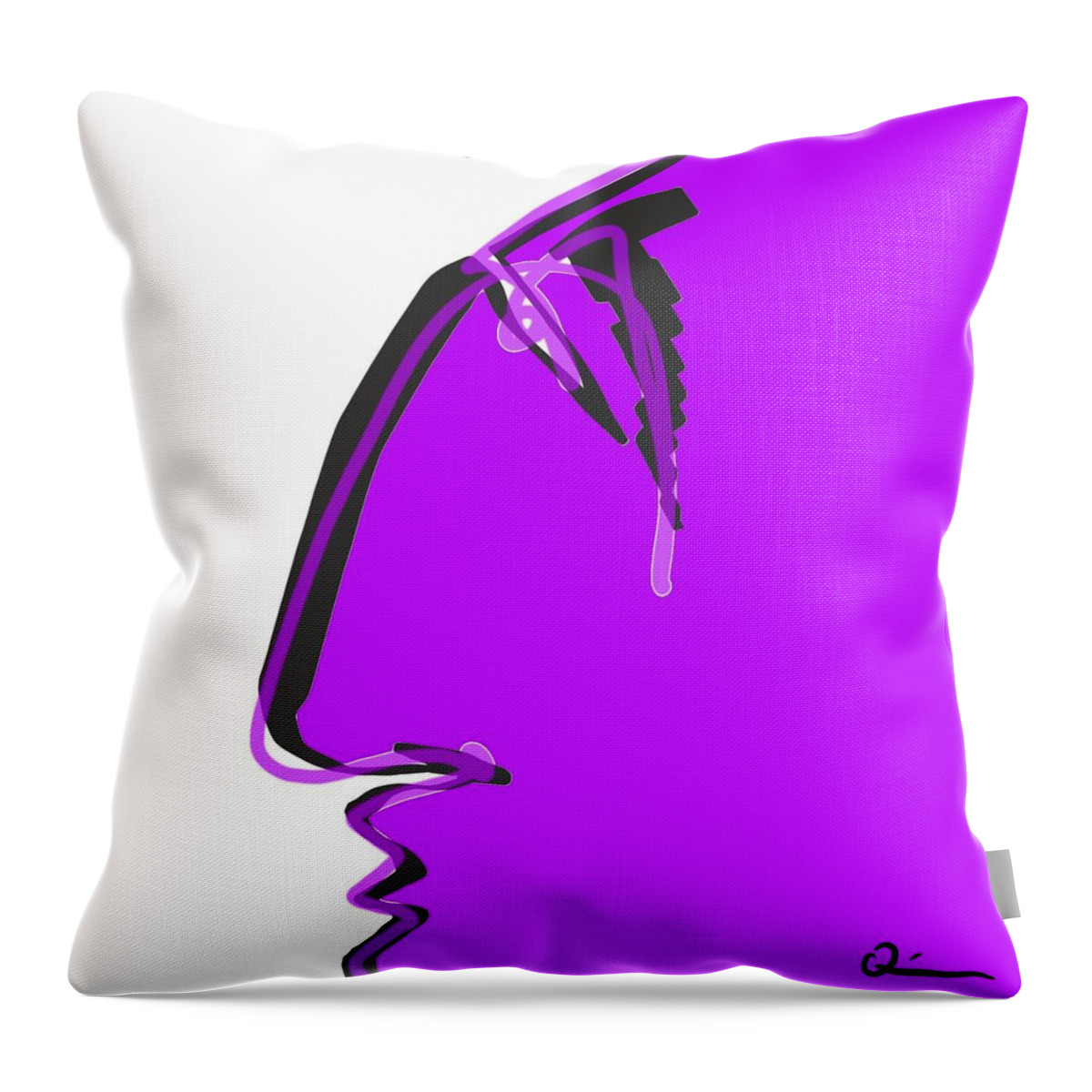 Purple Throw Pillow featuring the digital art Sad Grape by Jeffrey Quiros