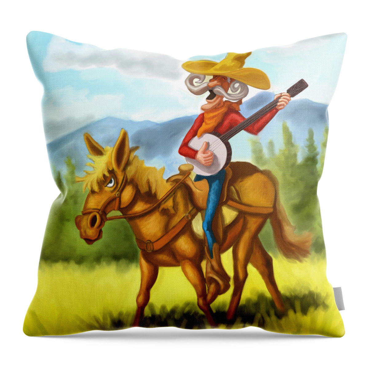 Cowpoke Throw Pillow featuring the digital art Saddle Serenade by David Burgess