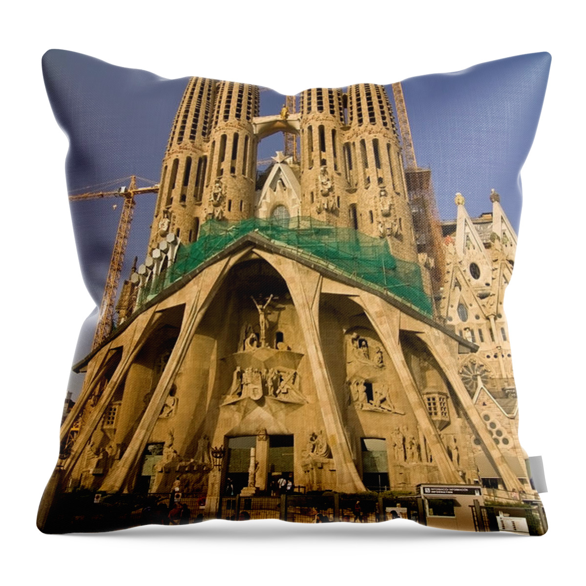 Sagrada Famila Throw Pillow featuring the photograph Sagrada Famila in the fading sun. by Sven Brogren