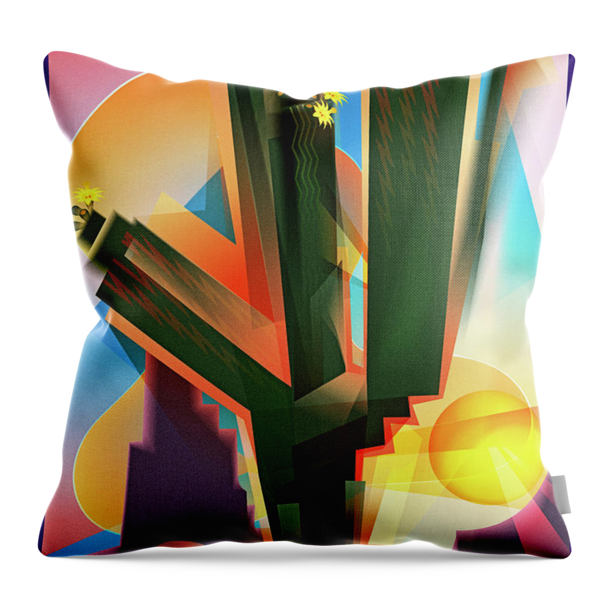 Sonoran Desert Throw Pillow featuring the digital art Saguaro Sunrise by Garth Glazier