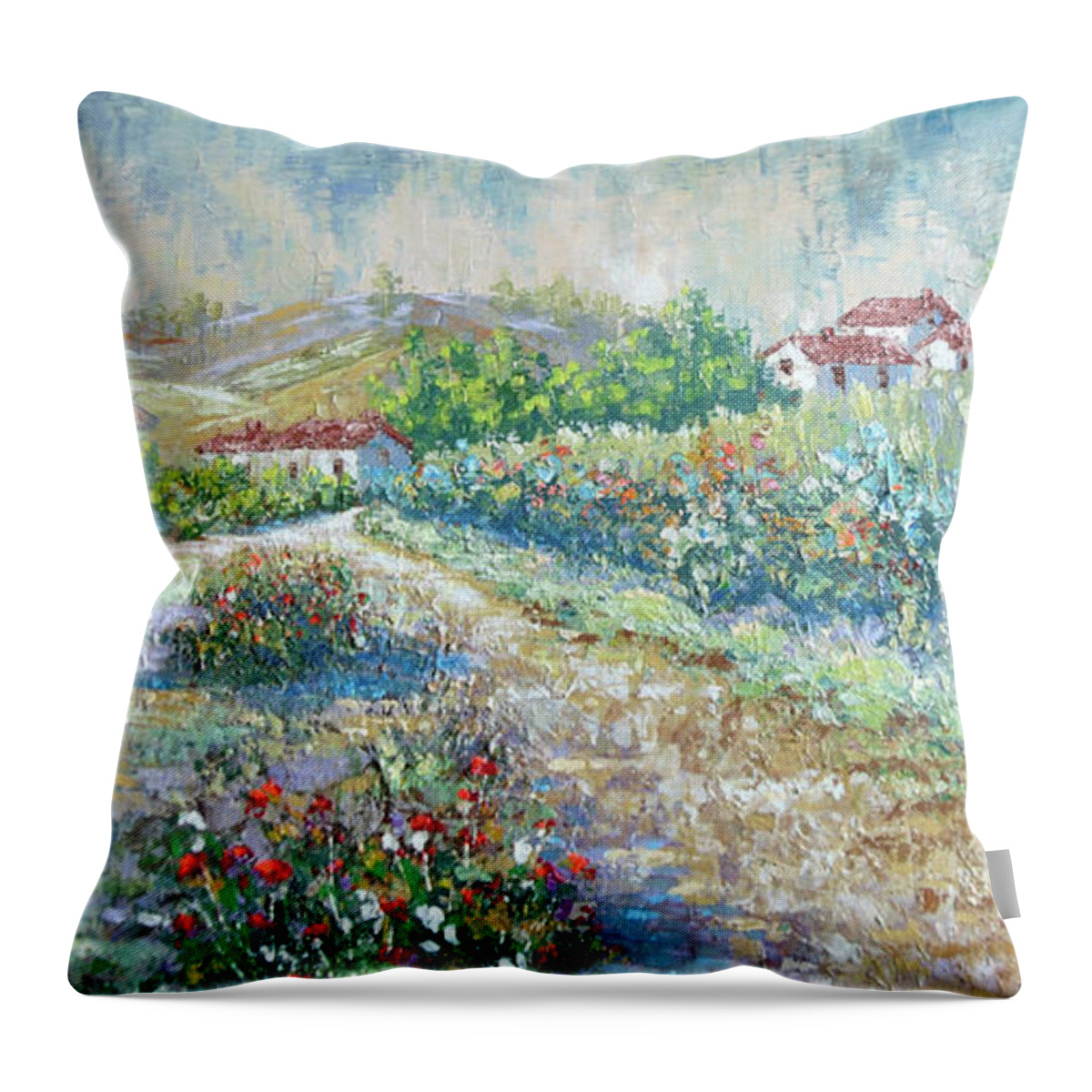 Provence Throw Pillow featuring the painting Saignon by Frederic Payet
