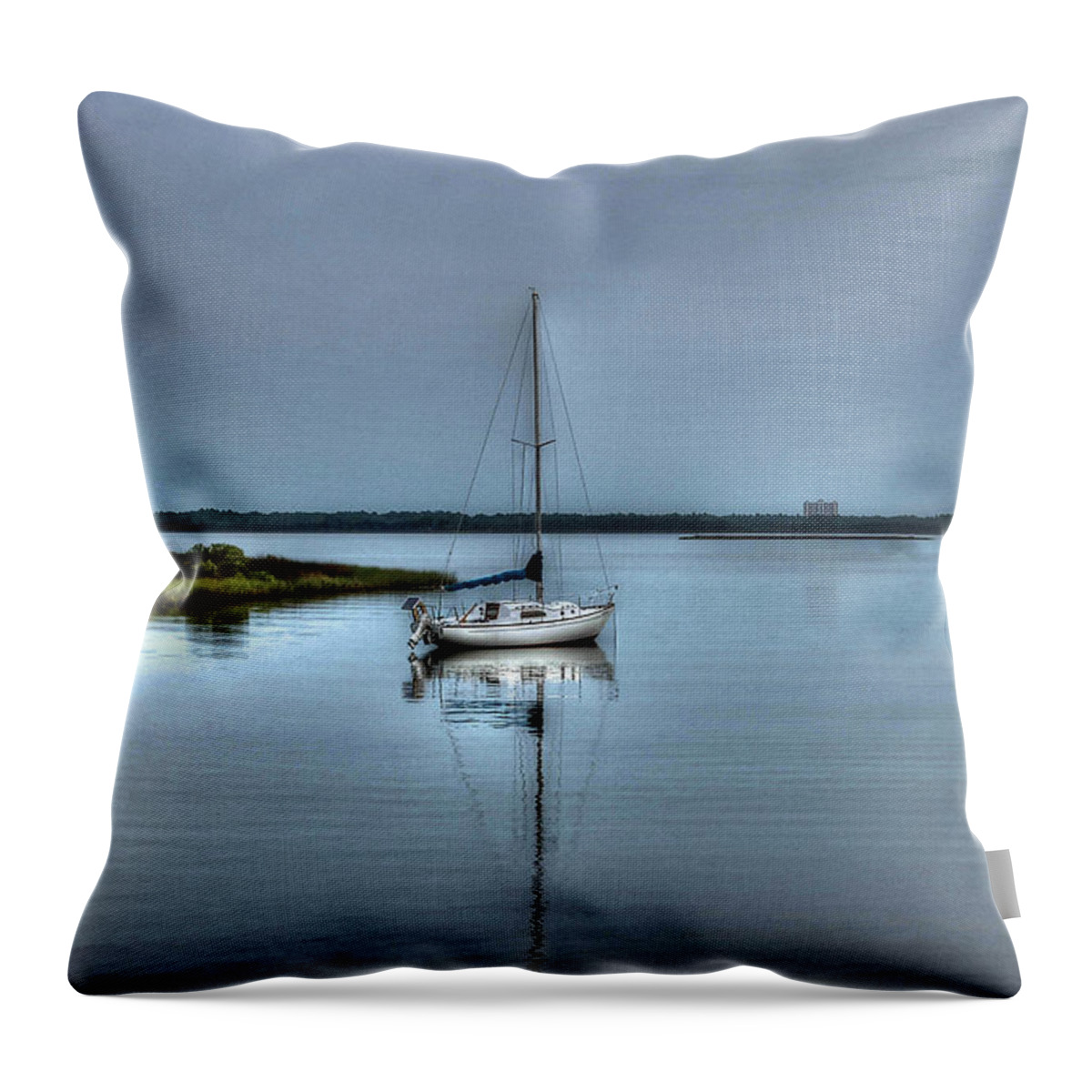 Alabama Photographer Throw Pillow featuring the digital art Sailboat off Plash by Michael Thomas