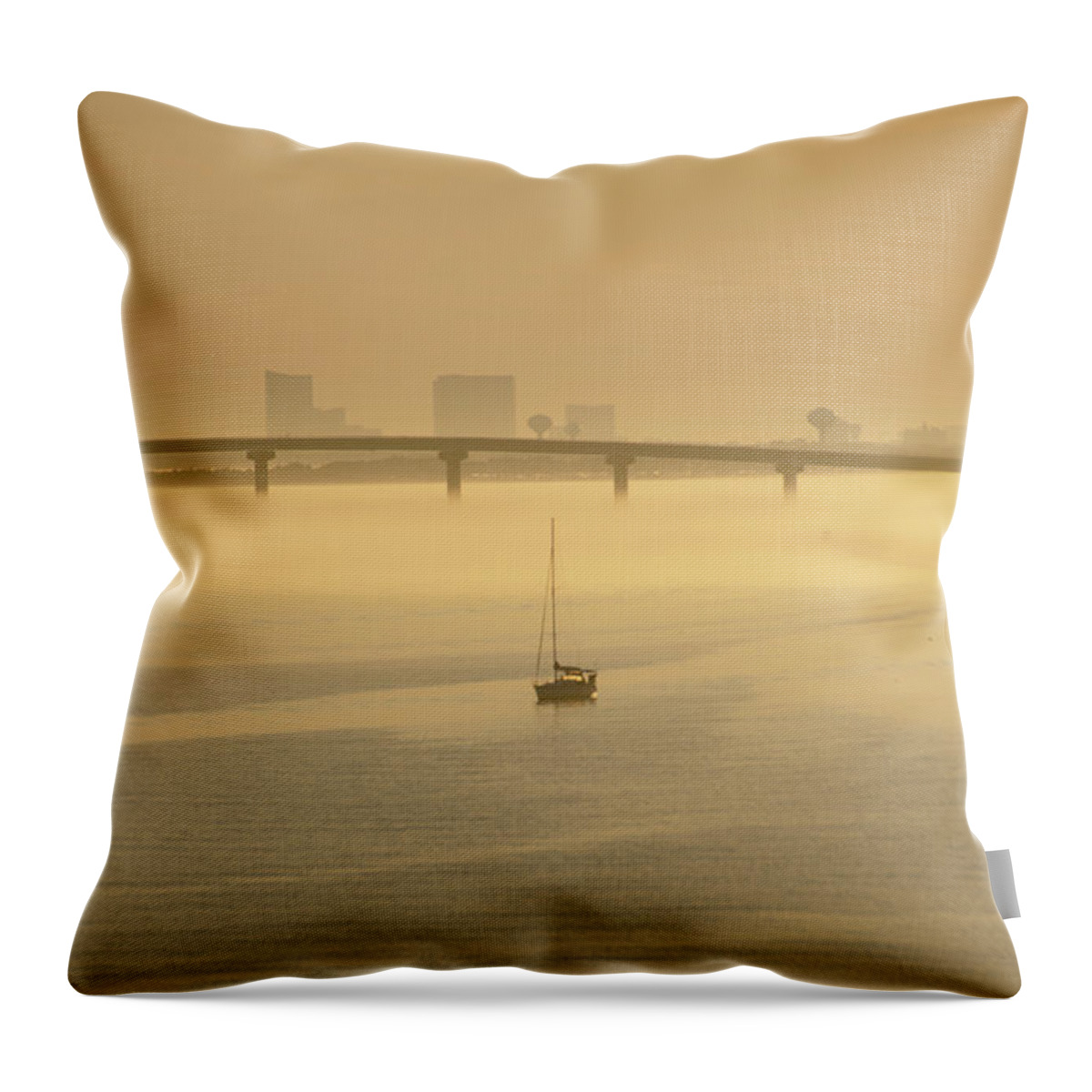 Sailboat Throw Pillow featuring the photograph Sailboat on Great Egg Harbor - Ocean City New Jersey by Bill Cannon