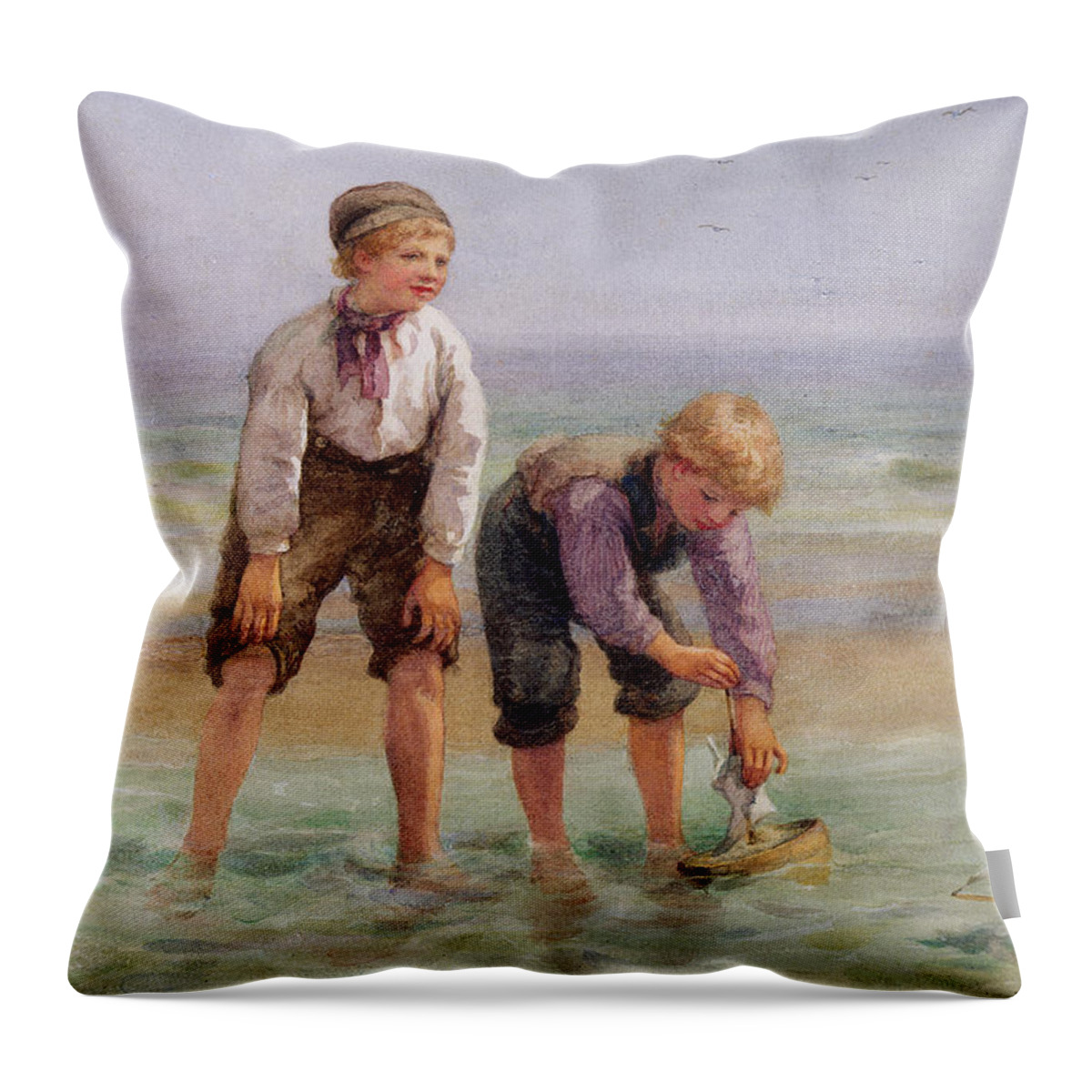 Sailing Throw Pillow featuring the painting Sailing Boats by Edith Hume