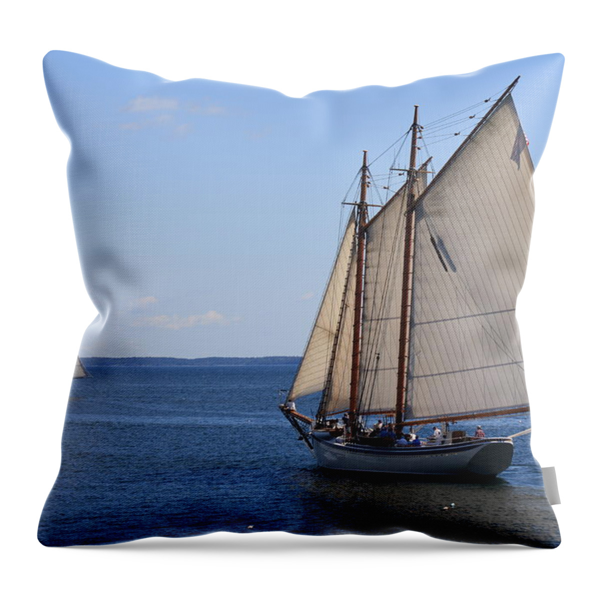 Seascape Throw Pillow featuring the photograph Sailing Downeast by Doug Mills