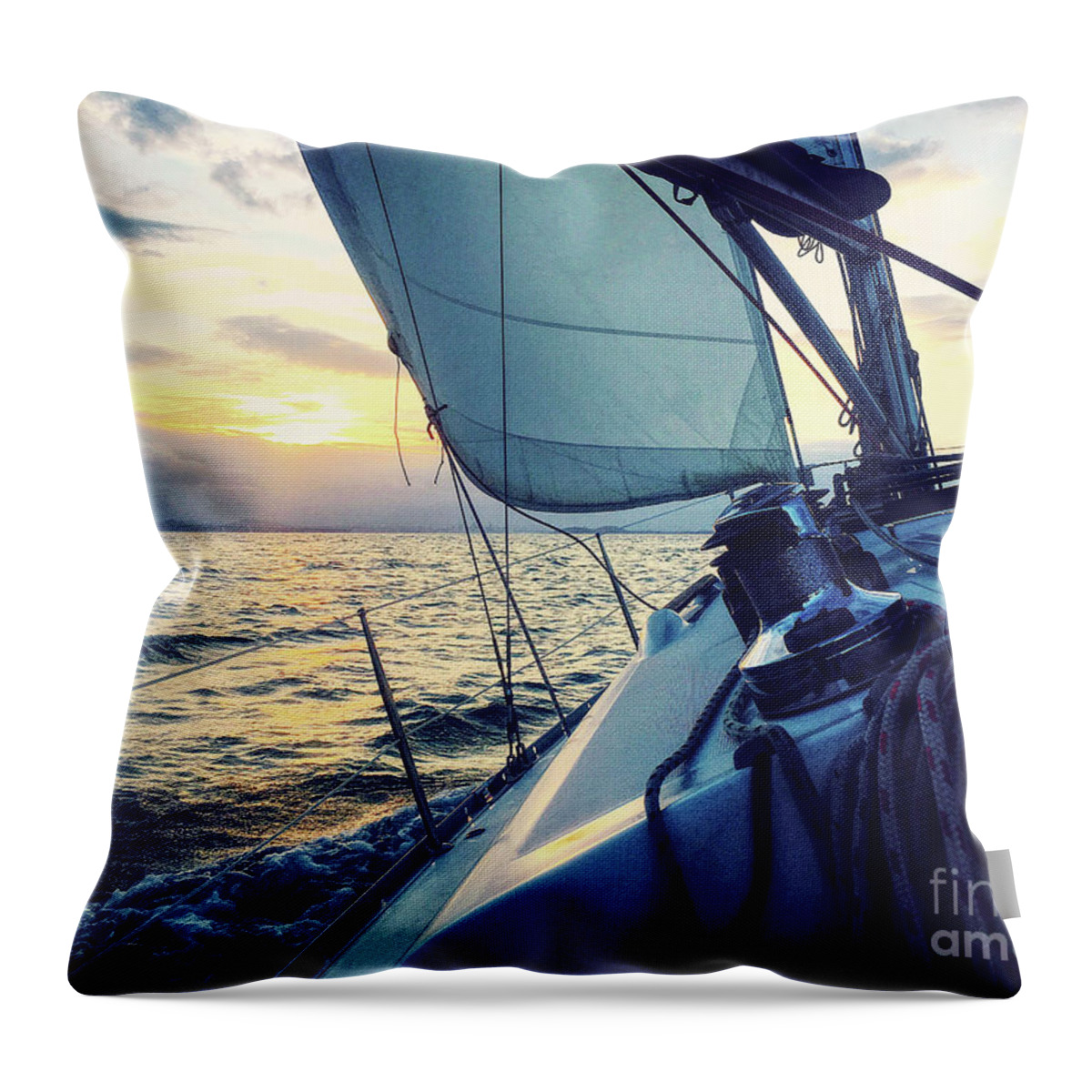 Sunset Throw Pillow featuring the photograph Sailing Into The Sunset by Phil Perkins