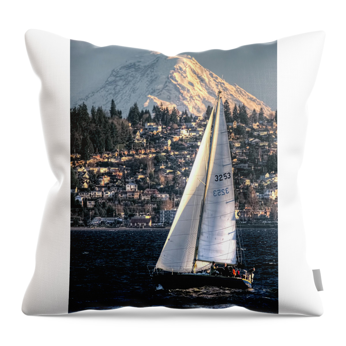 Sailing Throw Pillow featuring the photograph Sailing On Elliot Bay, Seattle, WA by Greg Sigrist