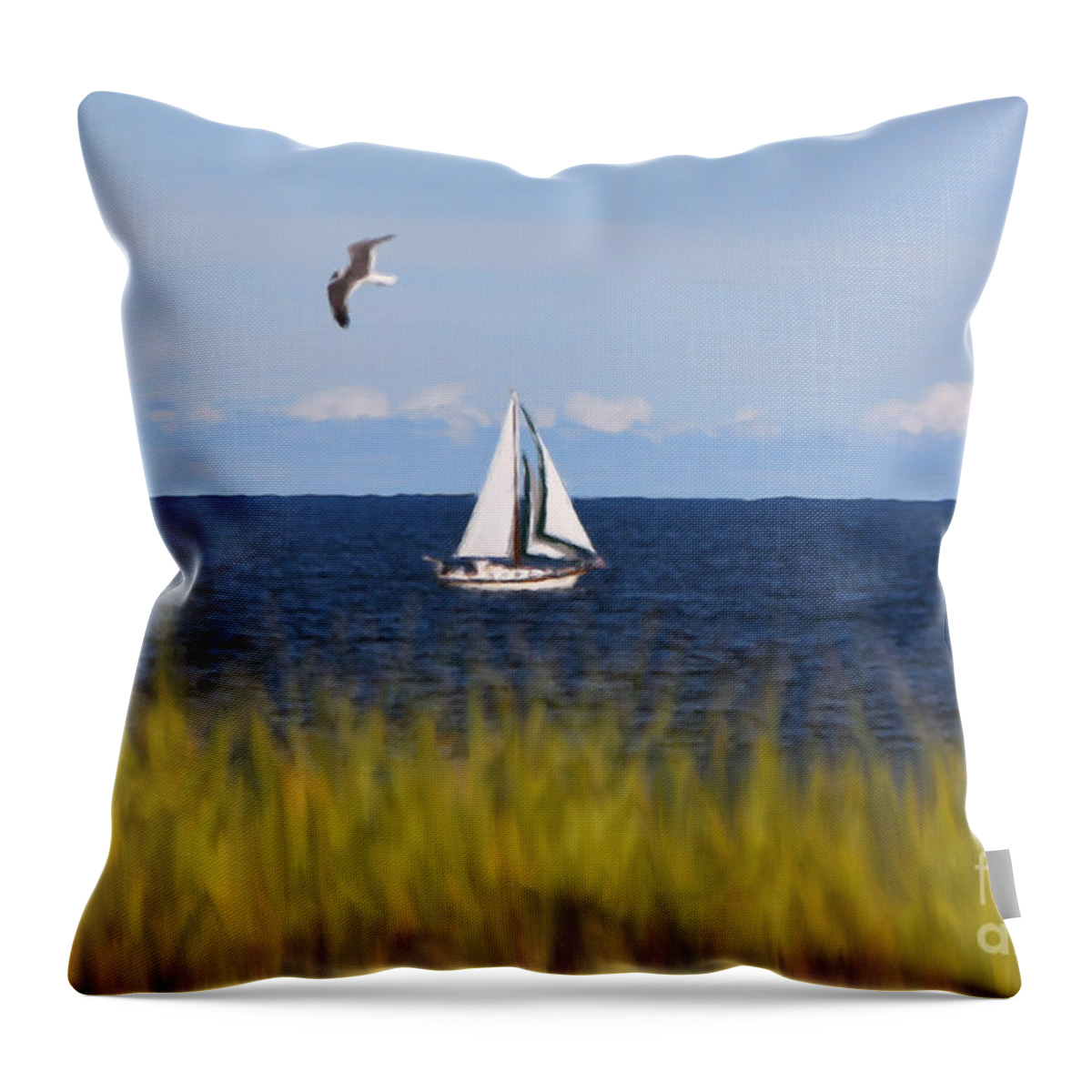Boat Throw Pillow featuring the photograph Sailing on Long Beach Island by Jeff Breiman
