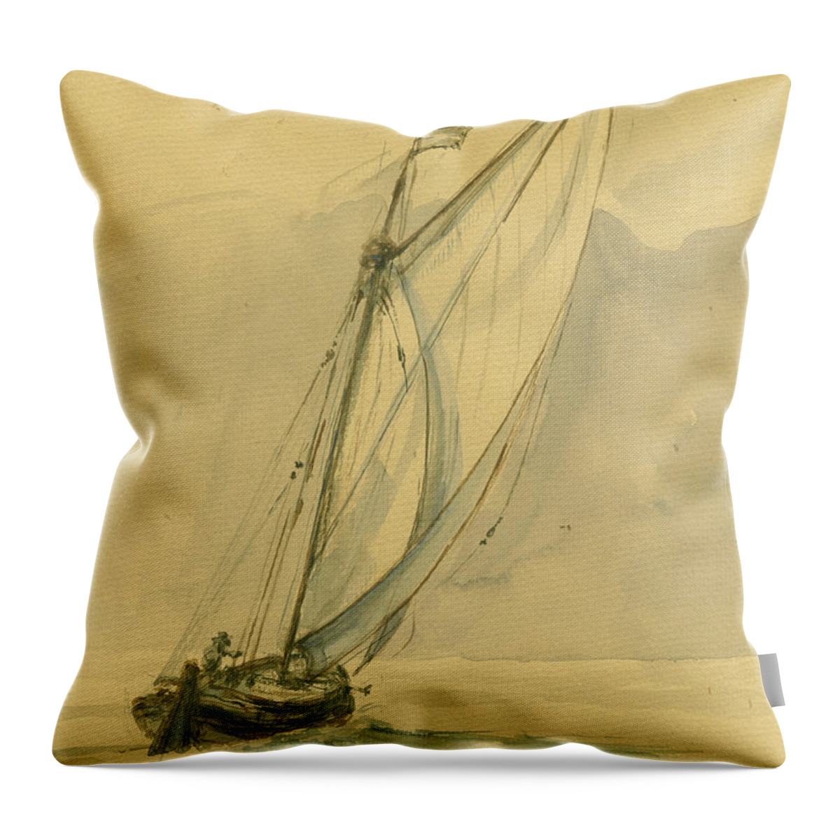 Sail Throw Pillow featuring the painting Sailing ship by Juan Bosco