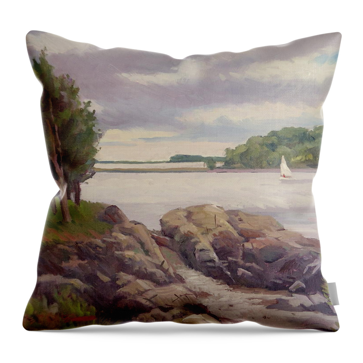 The World's End Throw Pillow featuring the painting Sailing the World by Dianne Panarelli Miller