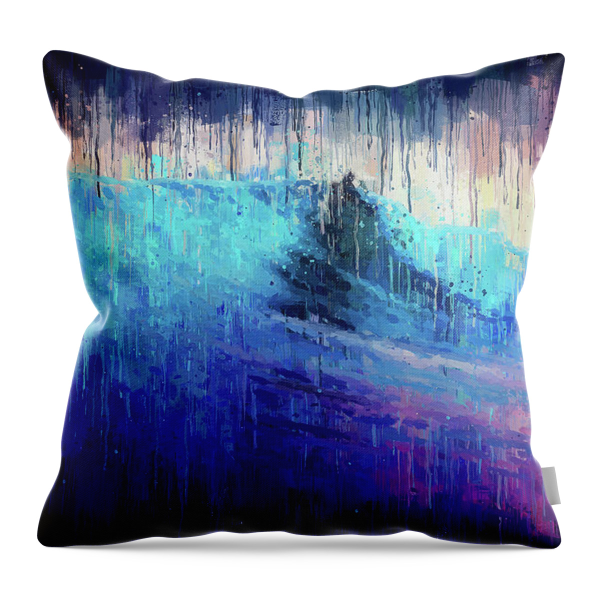 Abstract Sea Throw Pillow featuring the painting Sailing to the Dreams by AM FineArtPrints