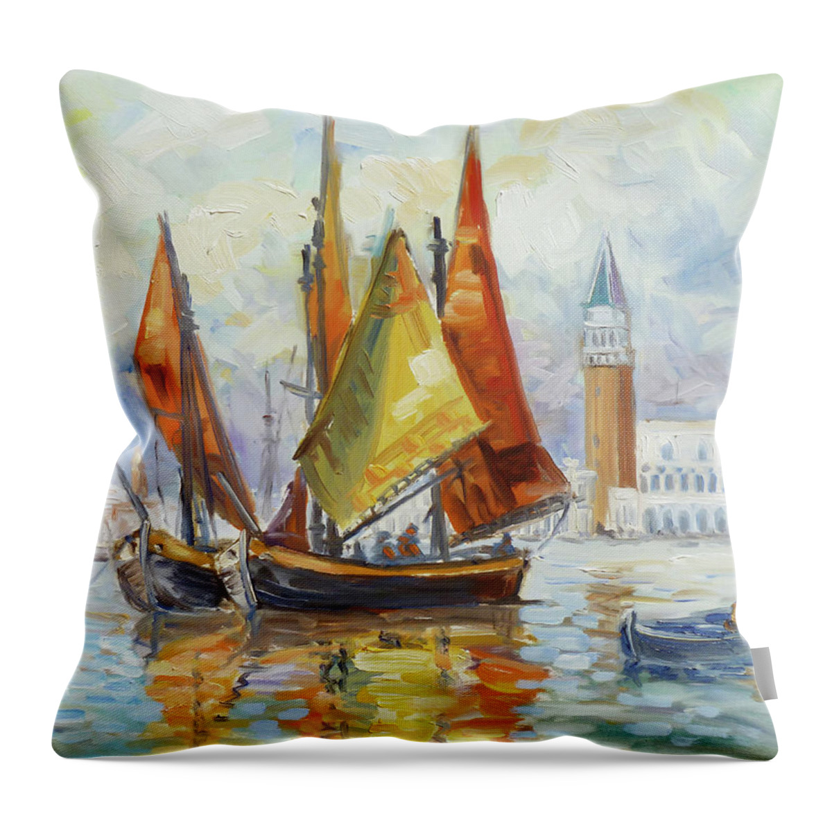 Sails Throw Pillow featuring the painting Sails 10 - Venice San Marco by Irek Szelag