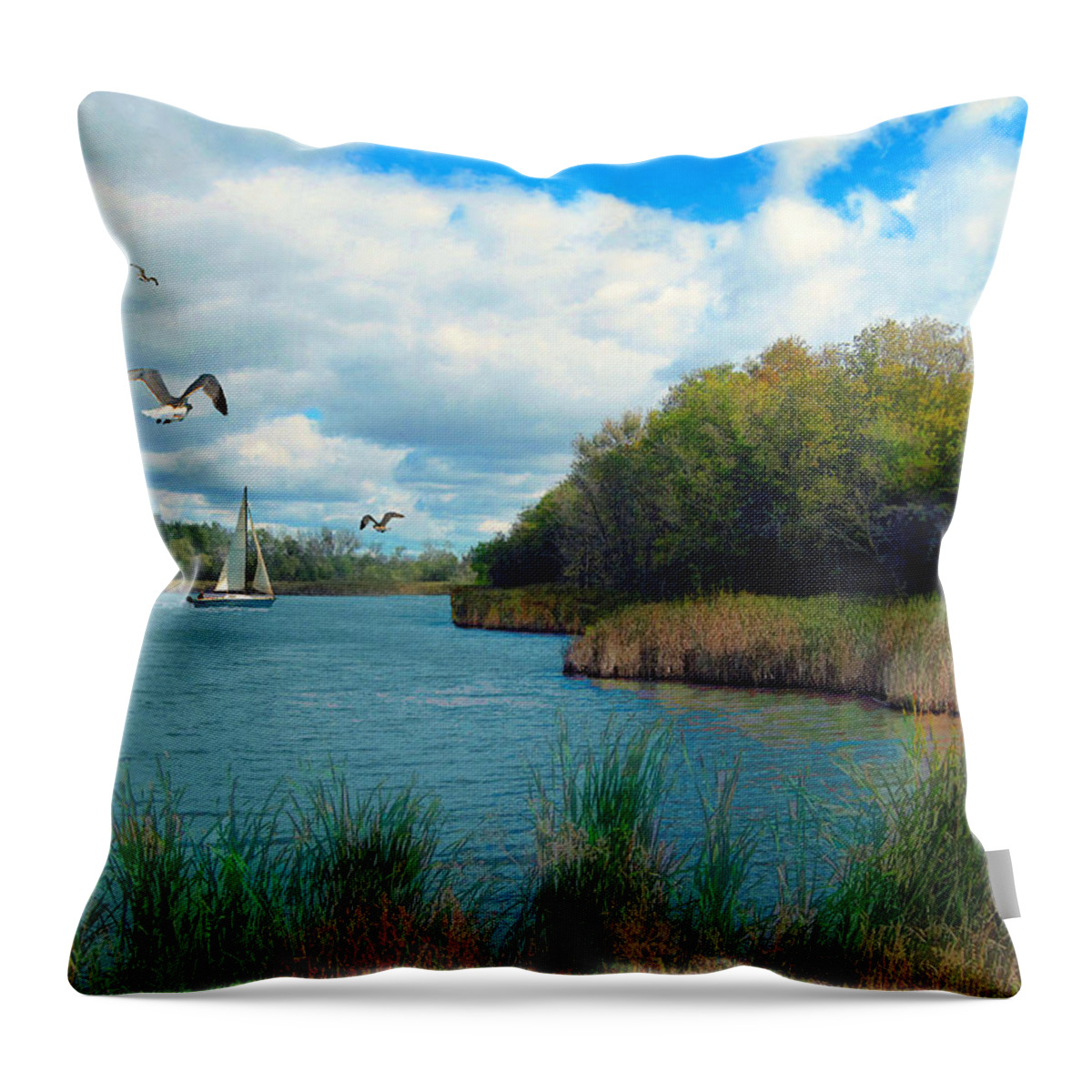Cedric Hampton Throw Pillow featuring the photograph Sails In The Distance by Cedric Hampton