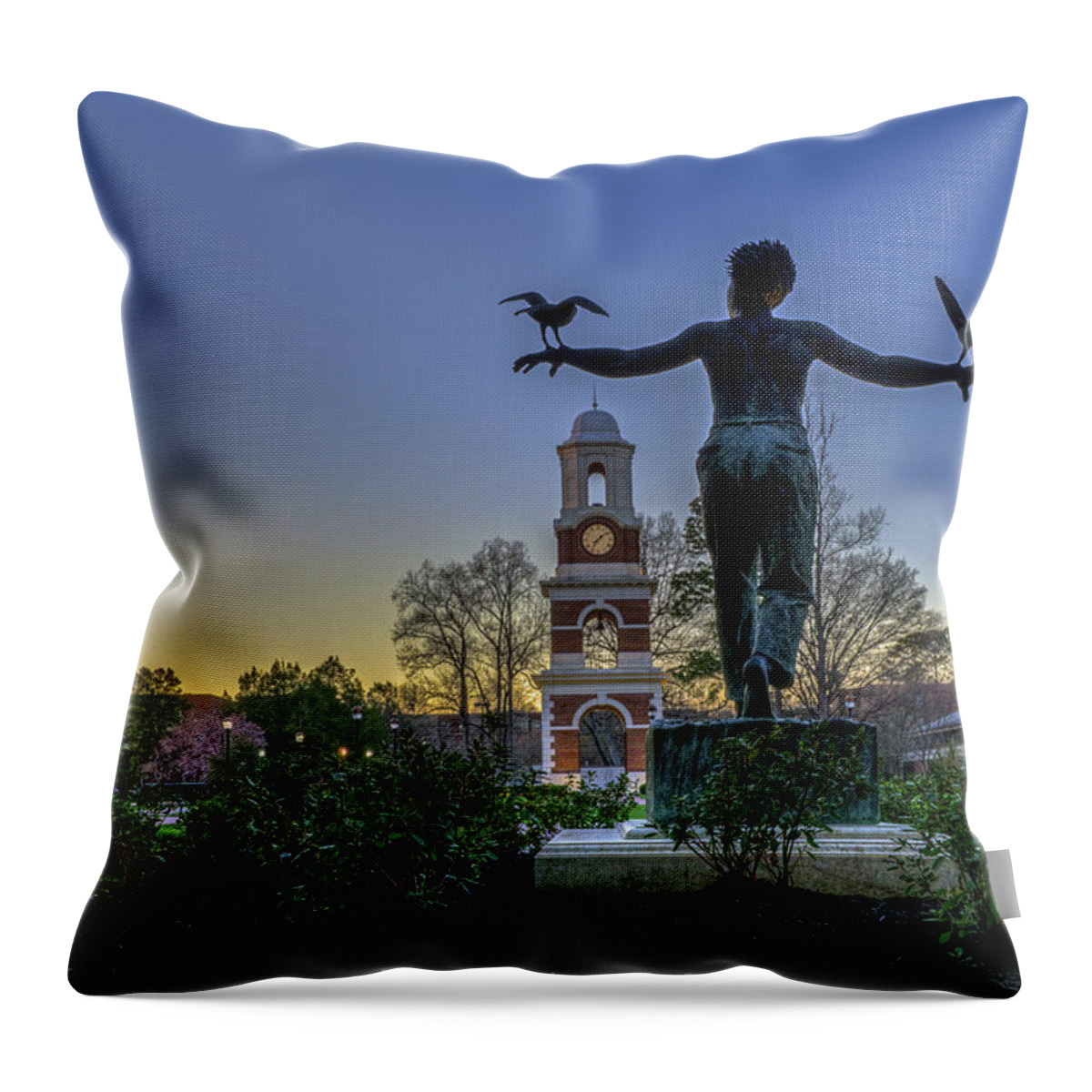St. Francis Throw Pillow featuring the photograph Saint Francis on Campus by Jerry Gammon