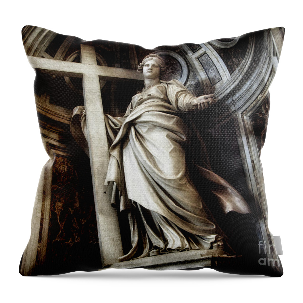 Woman Throw Pillow featuring the photograph Saint Helena statue inside Saint Peter s Basilica Rome Italy by Daliana Pacuraru