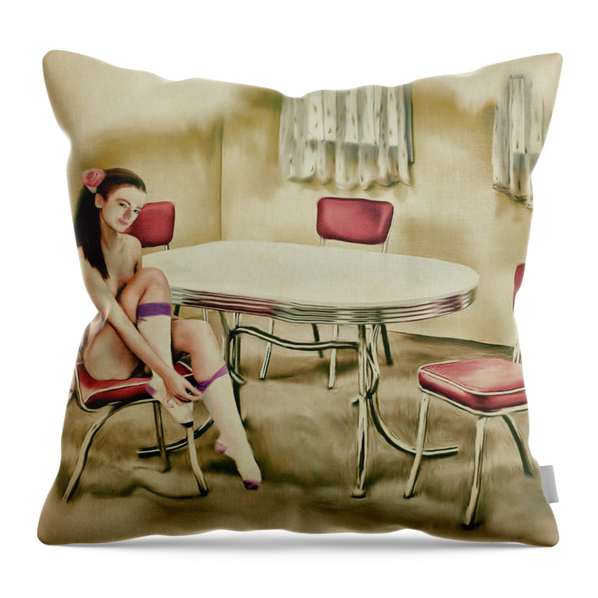Salome Throw Pillow featuring the painting Saint Louis - Asian American Series by Salome Hooper