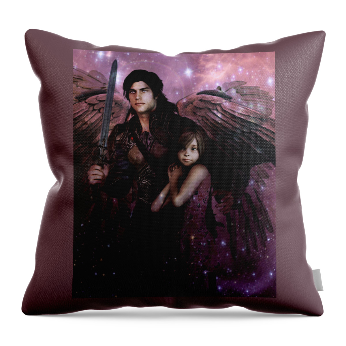 Saint Michael Throw Pillow featuring the painting Saint Michael The Protector by Suzanne Silvir