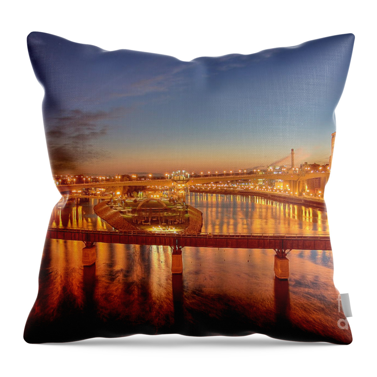 Architecture Throw Pillow featuring the photograph Saint Paul Skyline At Night by Wayne Moran